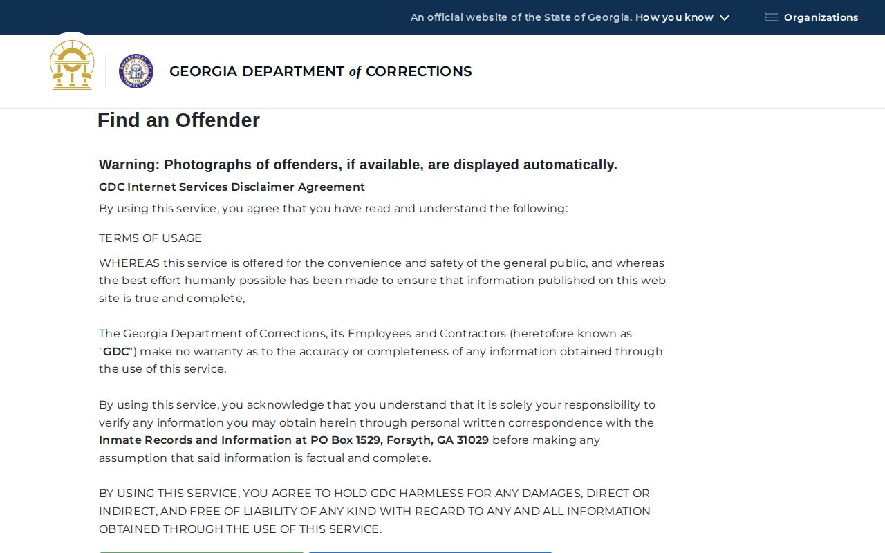 Georgia Department of Corrections offender query
